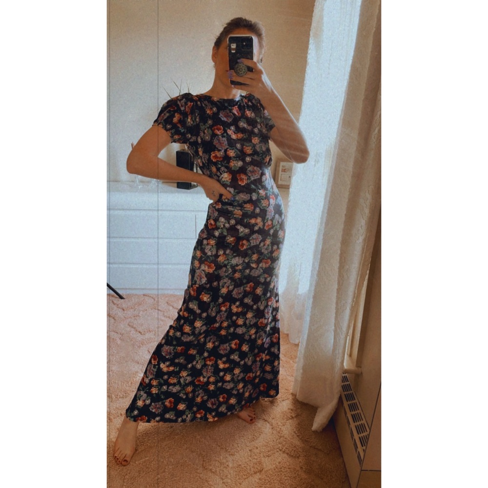 ASOS velvet backless maxi floral dress small 4